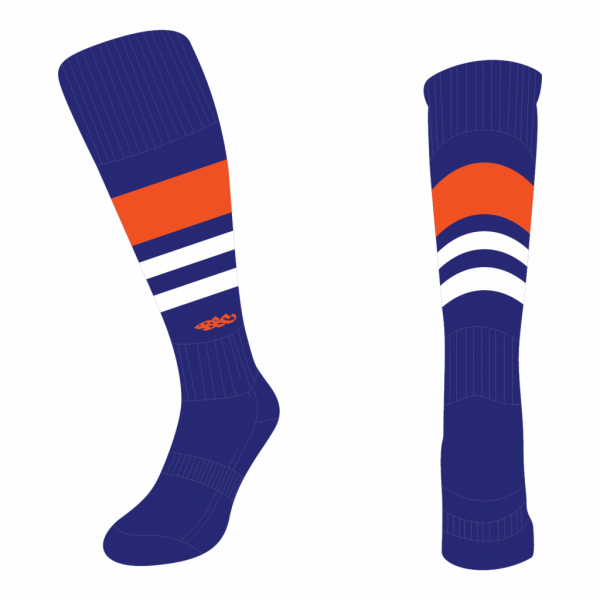 Wildcard Socks - Navy Blue, Orange & White