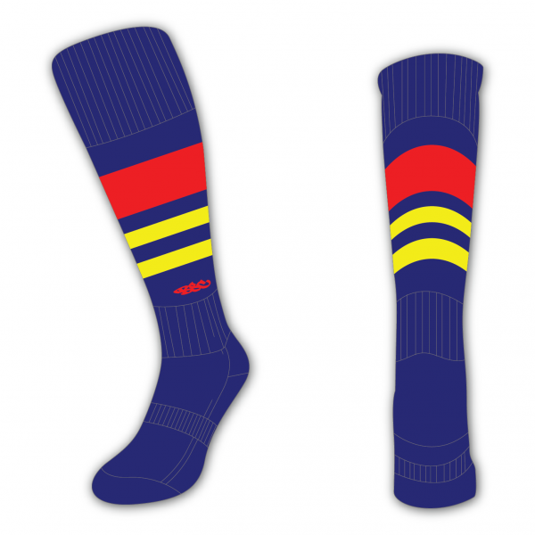 Wildcard Socks - Navy Blue, Red & Yellow
