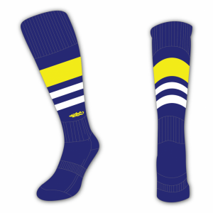 Wildcard Socks - Navy Blue, Yellow & White
