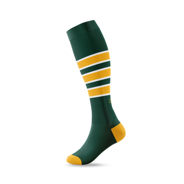Elite Baseball Softball Socks or Stirrups (B) - Athletic Green, Gold & White