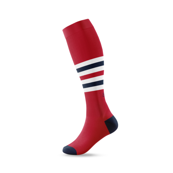Elite Baseball Softball Socks or Stirrups (D) - Cardinal, Navy Blue & White