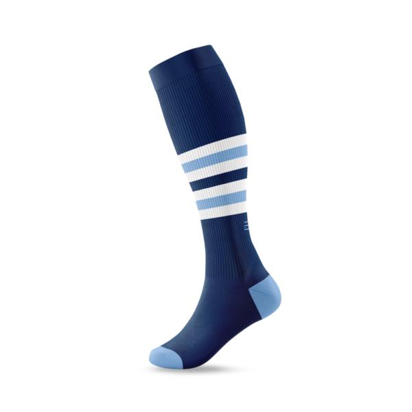 Elite Baseball Softball Socks or Stirrups (D) - Navy Blue, Columbia Blue & White